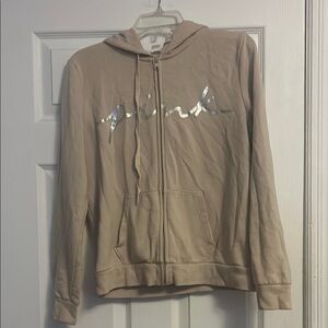 PINK Victoria's Secret Beige Hoodie with Silver Logo